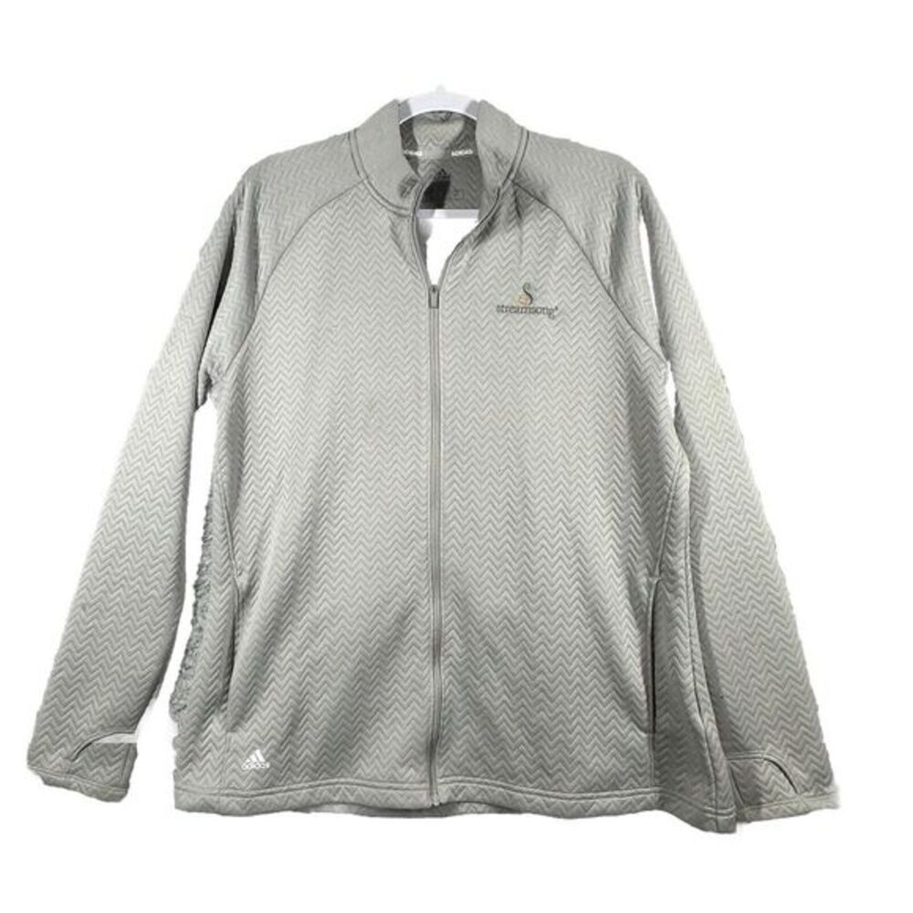 Adidas Golf Textured Layer Jacket Women's Full Zip Gray Chevron Design XL - Picture 1 of 7
